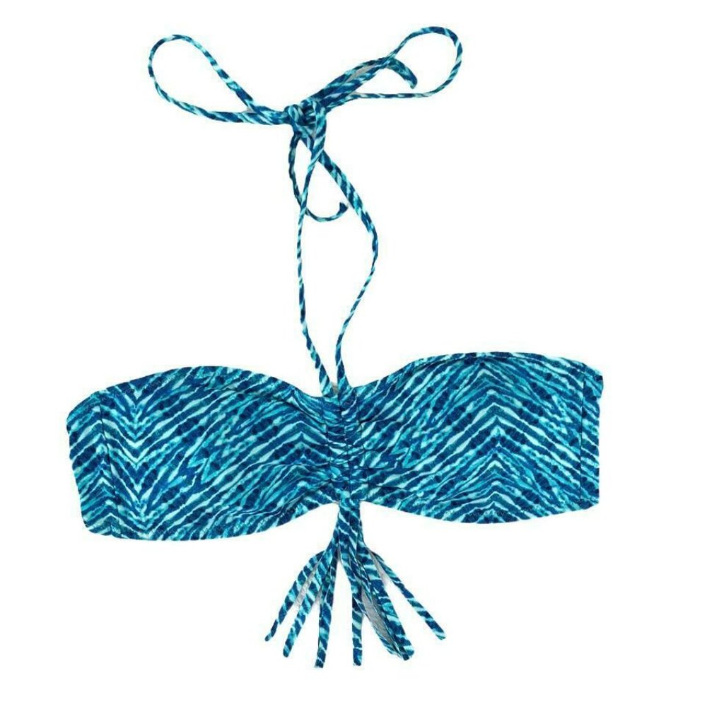 Blue Pattern Bandeau Bikini Top - Women's Swim